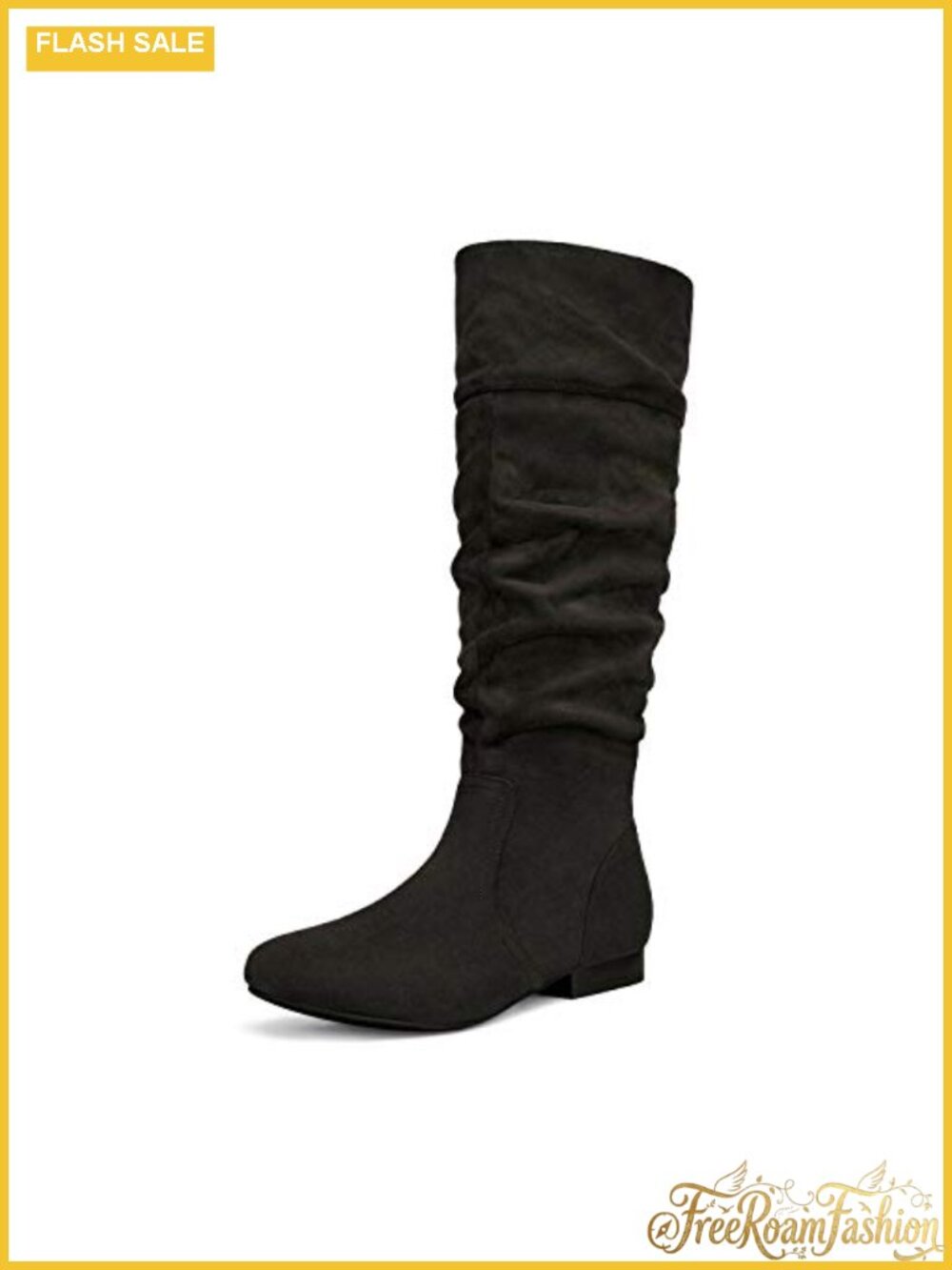 Women's Knee High Slouchy Boots Faux Suede Faux Fur Lined Ruched Zip